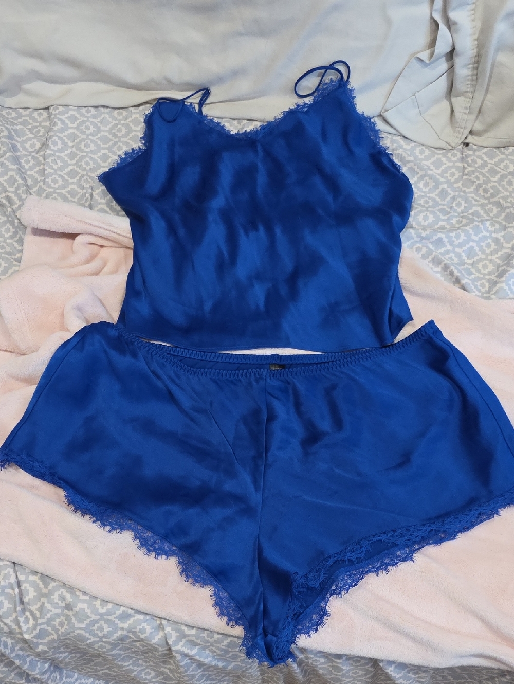 Victoria's Secret Sapphire Blue Satin Cami & Short Sleep Set